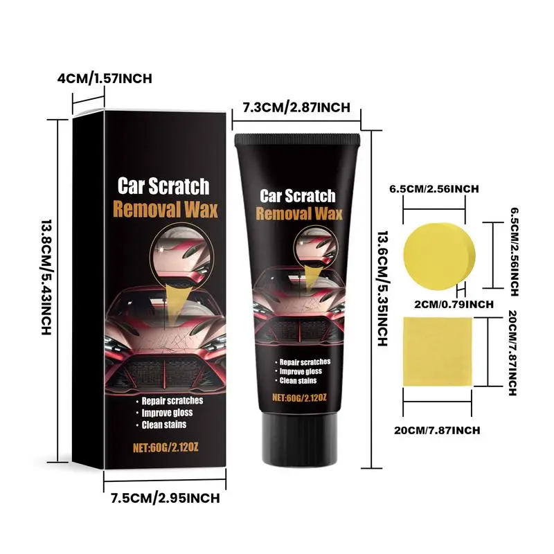 Car Scratch Remoção Cera, removedor de redemoinho, Repair Paste, esfregando Composto, Car Care Kit, Toalha e Esponja Incluído, Elimina