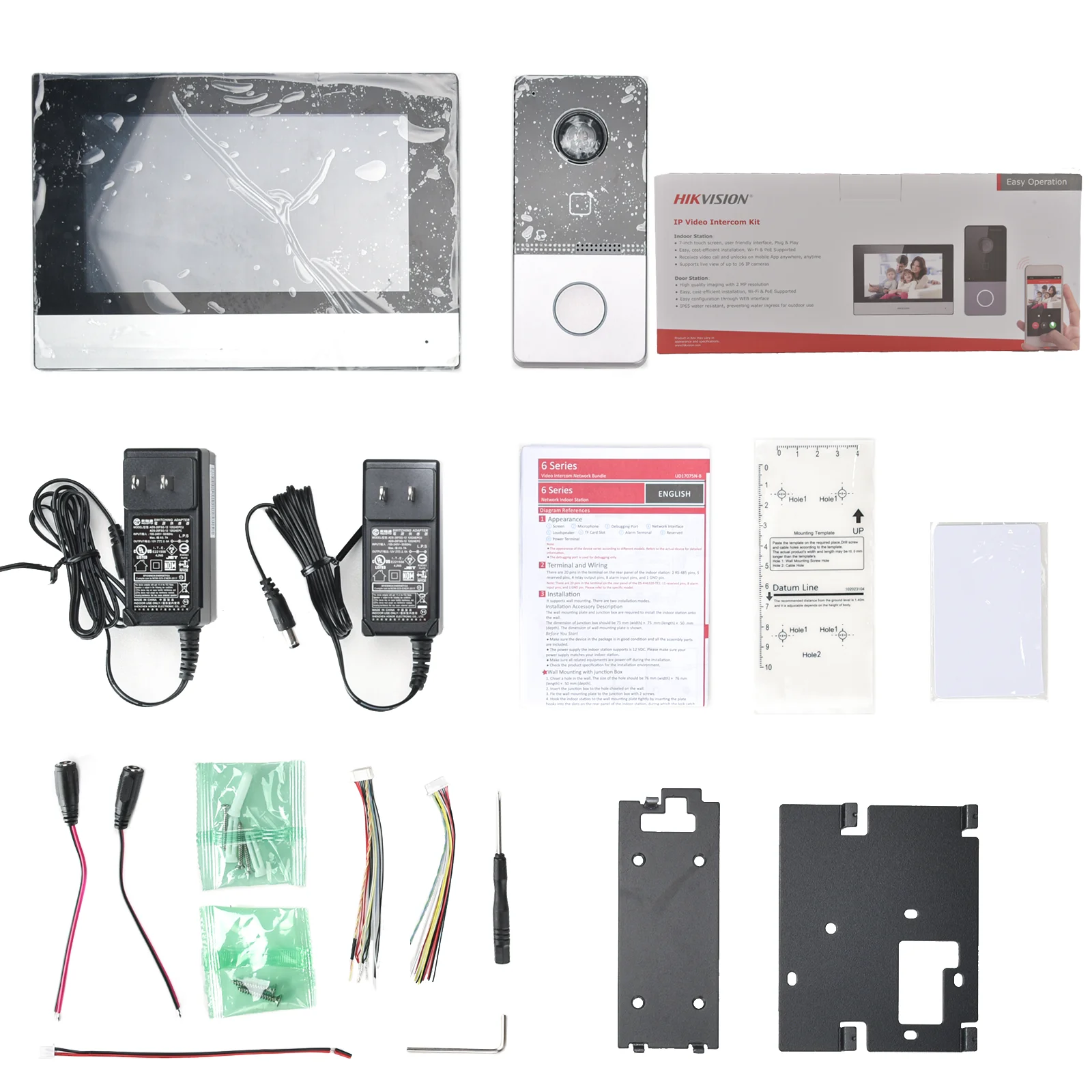 Hikvision IP Video Intercom Kit DS-KIS603-P Original DS-KV6113-WPE1+ DS-KH6320-WTE1 POE Doorbell Door Station WIFI Monitor