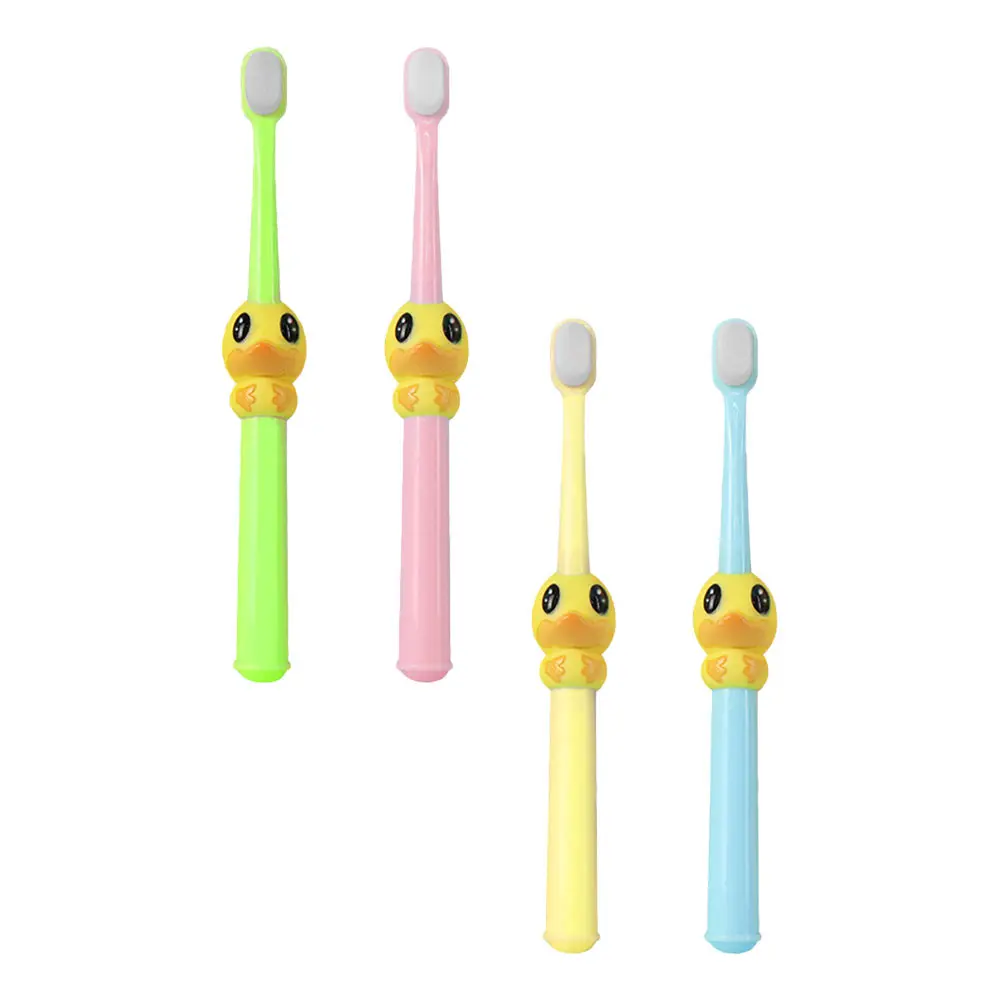 

4pcs Children Toothbrush Kids Cartoon Soft Bristles Oral Care Set Yellow Pink Green Blue Toddler Baby