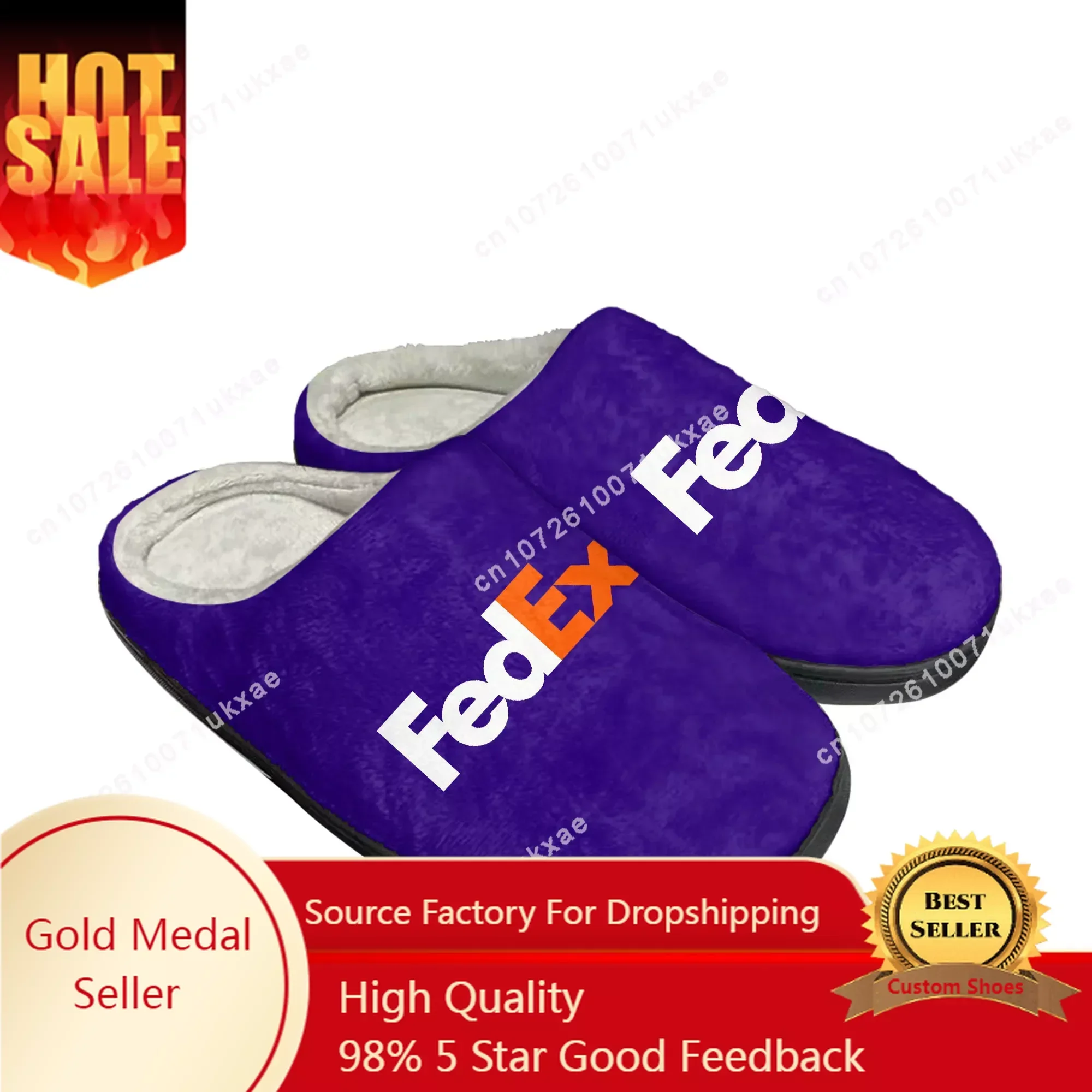 FedEx Home Cotton Slippers Mens Womens United States Courier Plush Bedroom Casual Keep Warm Shoes Thermal Slipper Custom Shoe