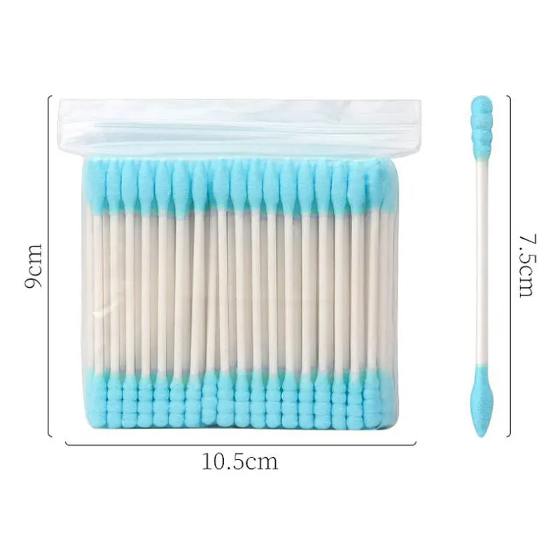 100 قطعة أعواد قطنية مزدوجة الرأس للنساء رمش تمديد ماكياج أعواد قطنية طرف الأنف آذان أعواد تنظيف أدوات