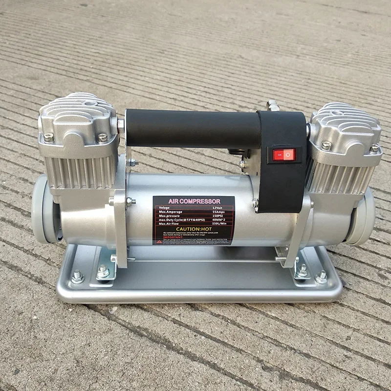 Nueva bomba de aire pequeña de alta potencia para coche, doble cilindro, totalmente metálica, rápida, todoterreno, bomba de arena, compresor de aire de alta presión de 480W