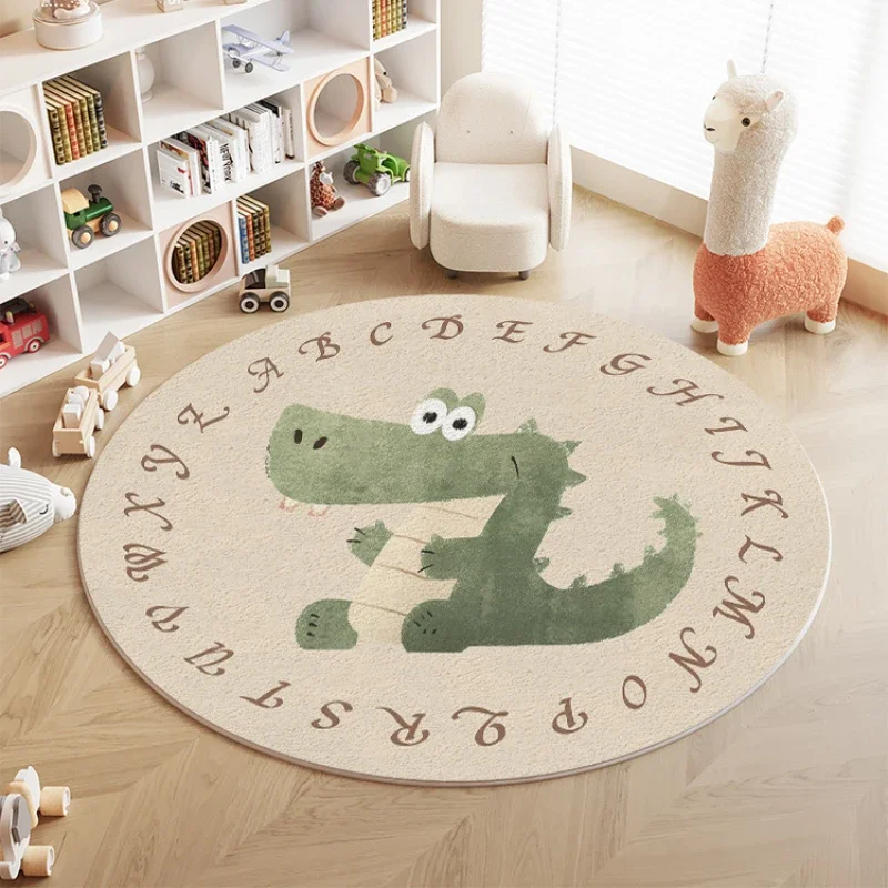 Animal Cartoon Living Room Decoration Carpet, Cute Round Children's Room Rug, Fluffy, Soft, Bedroom, Bedside Lounge,