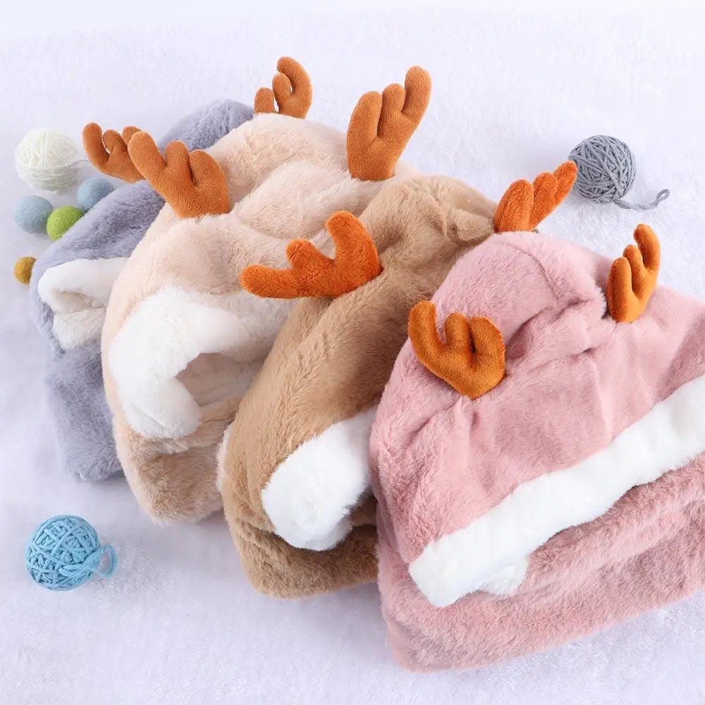 

Теплая уникальная модная дизайнерская кашемировая детская шапка с рогами, рождественская шапка, корейская шапка с шарфом