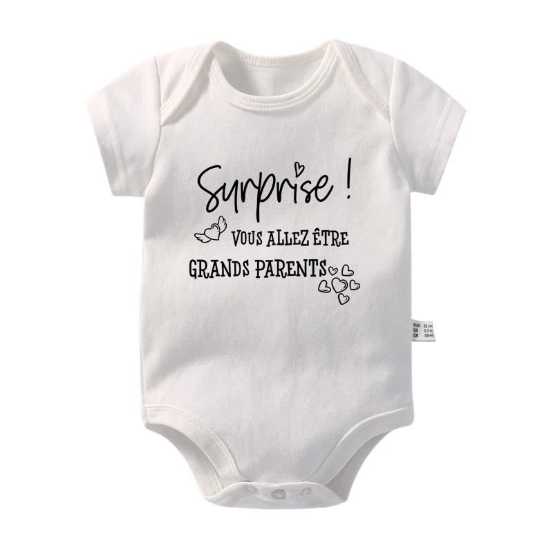 Surprise Grandparents Baby Announcement Newborn Bodysuit Infant Summer Jumpsuits Pregnancy Reveal Clothes New Grandparents Gifts