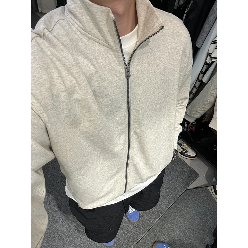 

Мужской кардиган-свитшот с цветочным принтом и молнией, весенне-осенний, в американском ретро-стиле, свободного кроя, молодежный тренд