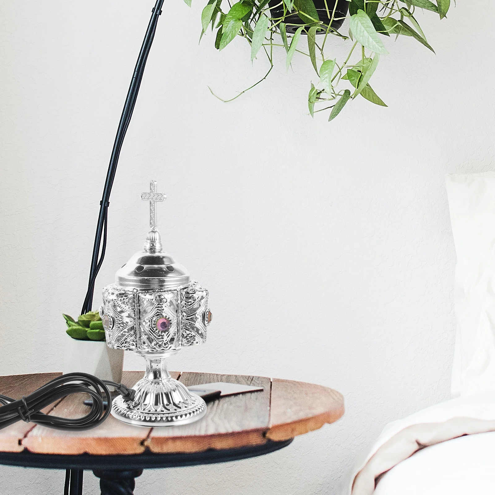 

Metal Incense Burner Retro Mini Holder Decorations Silver Aluminum Alloy Tea House Censer Small