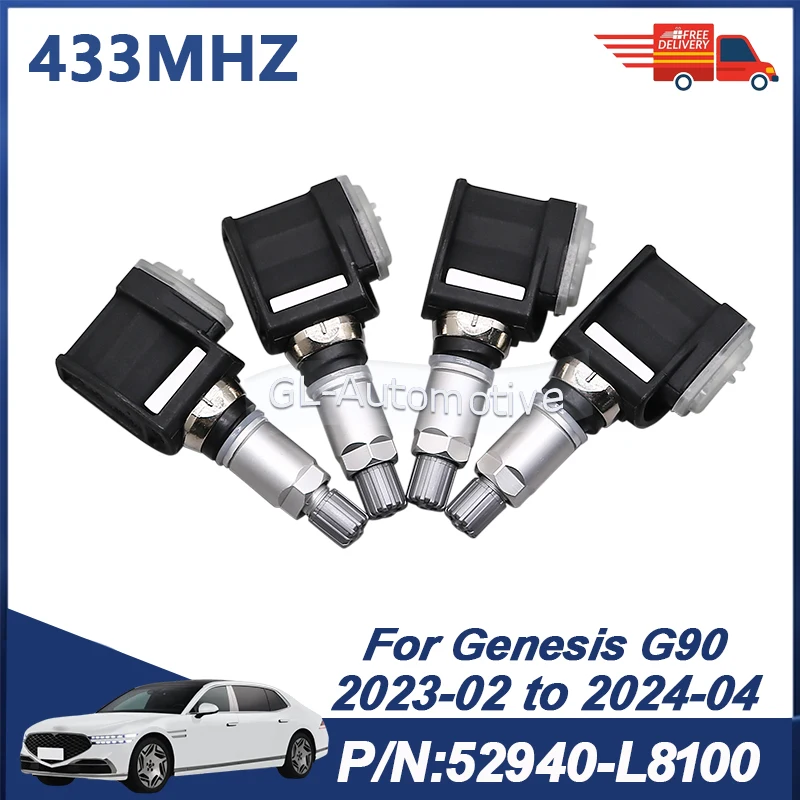 

4PCS 433MHZ 52940-L8100 Tire Pressure Monitoring Sensor TPMS For Genesis G90 2023-2024 GV60 2022-2027 52940-T4000