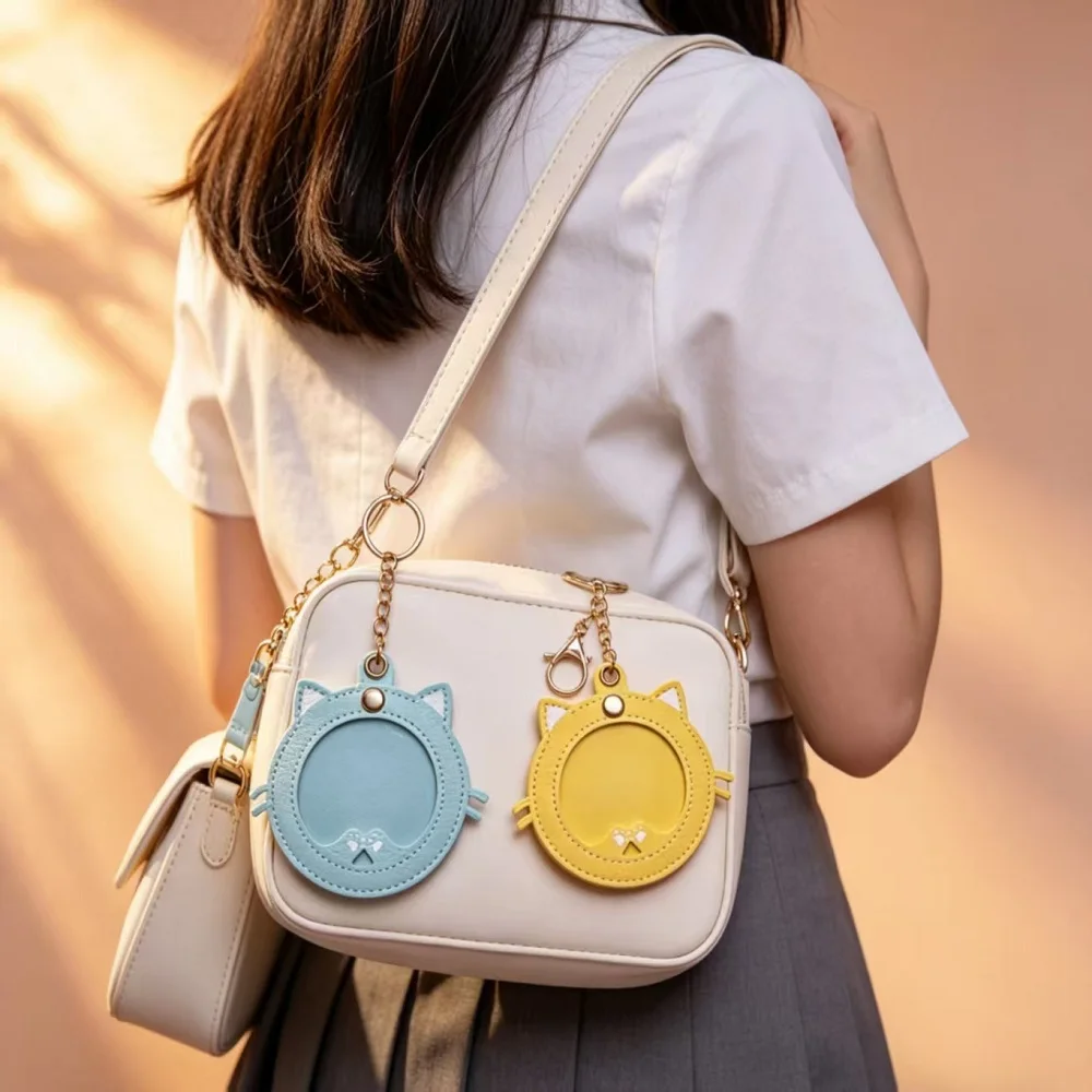 

Cartoon Cat Shaped Cute Keychain Bag Anime Keyring Pendant Kitten Medal Badge Key Chain Key Ring Mini Pocket Pendant Gift Pouch