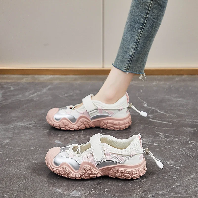 High Appearance Level Thick Bottom Matching Color Hollow Fashion All Comfortable Non-slip Breathable Sports Single Shoes Women