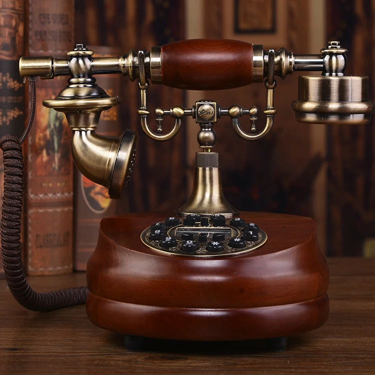 Solid wood antique European telephone, landline telephone, creative classical gift, home living room, American retro telephone