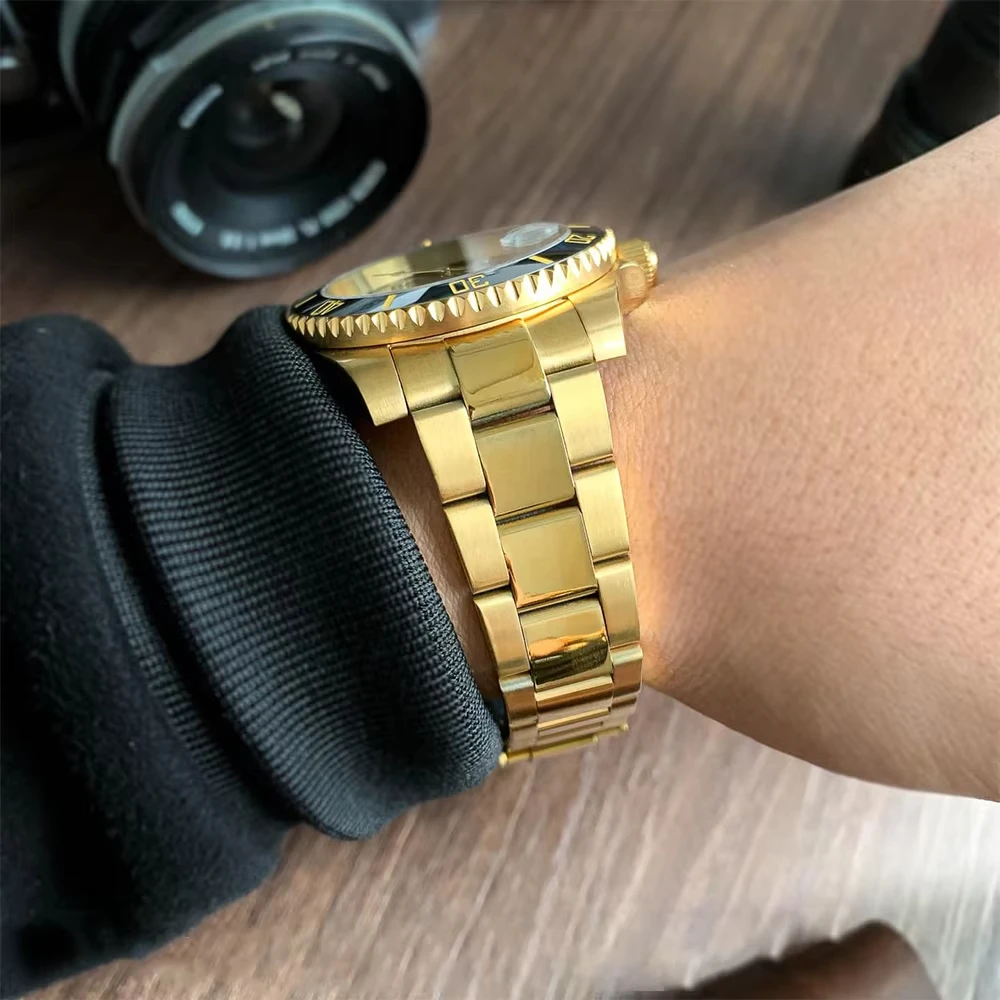 PAGANI DESIGN-reloj mecánico automático para hombre, cronógrafo de acero inoxidable con zafiro japonés NH35, caja dorada, resistente al agua, 40MM