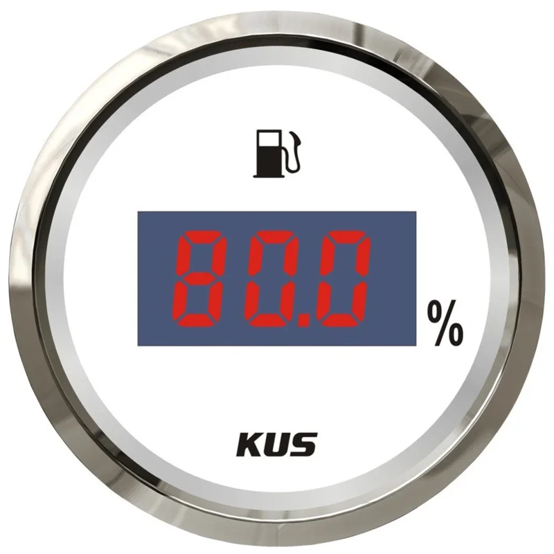 KUS 52mm Digital Fuel Gauges 0-190ohm 240-33ohm Input Signal Oil Level Meters 0-100% Display Instrument for Auto Boat Yacht Bus