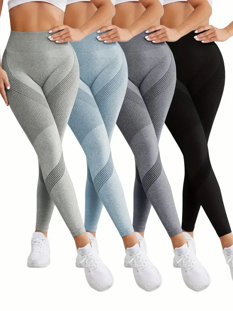 Pantalon de yoga taille haute sans couture, ultra respirant, séchage rapide, adapté à la course à pied, au fitness, aux couleurs unies