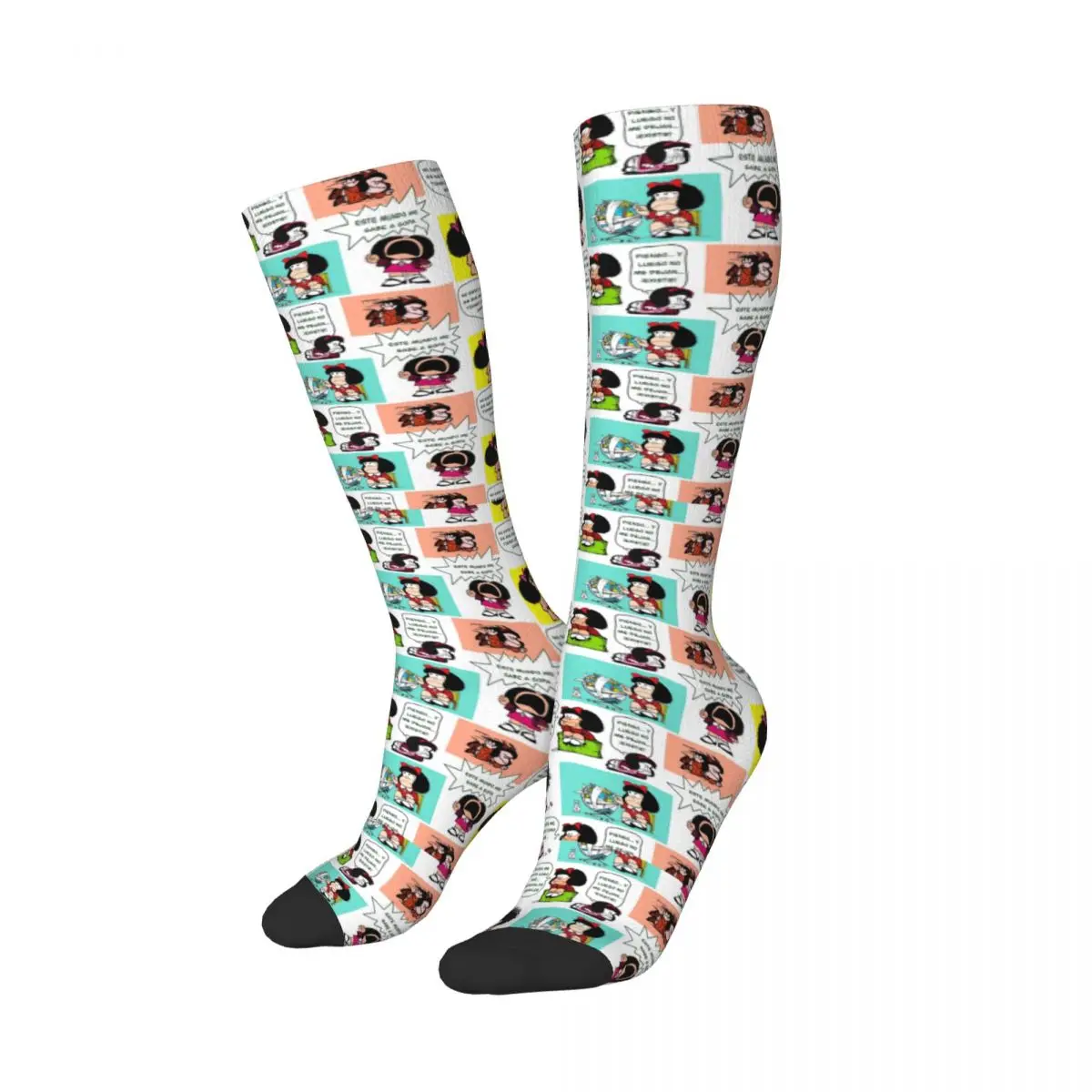 Manga Quino Mafalda Women Thigh Knee High Stockings Cool Kawaii Cartoon Over The Calf Tube Socks