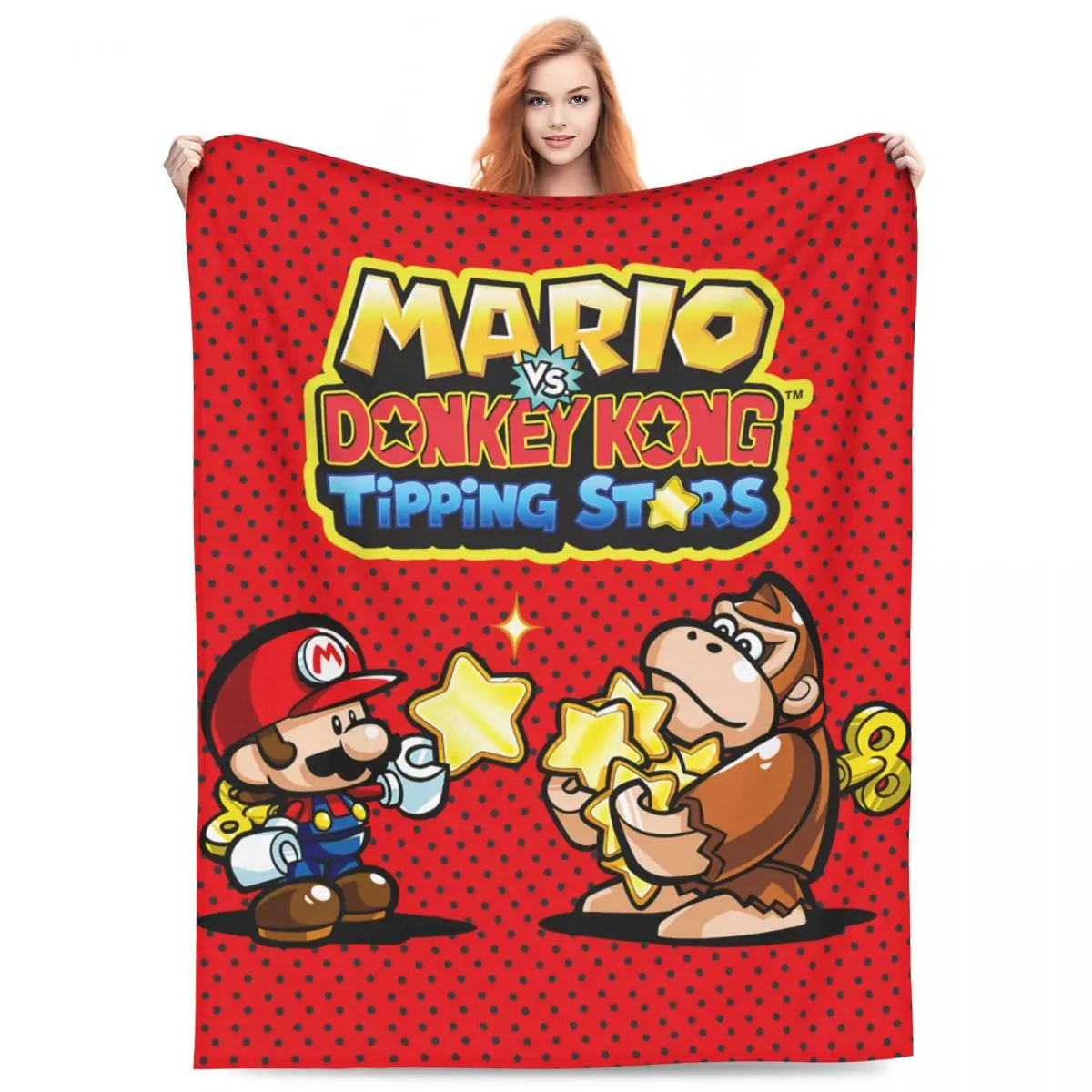 Mario Vs Donkey Kong Blanket Airplane Travel Flannel Throw Blanket For Bedroom Warm Soft Custom DIY Quality Bedspread Gift Idea