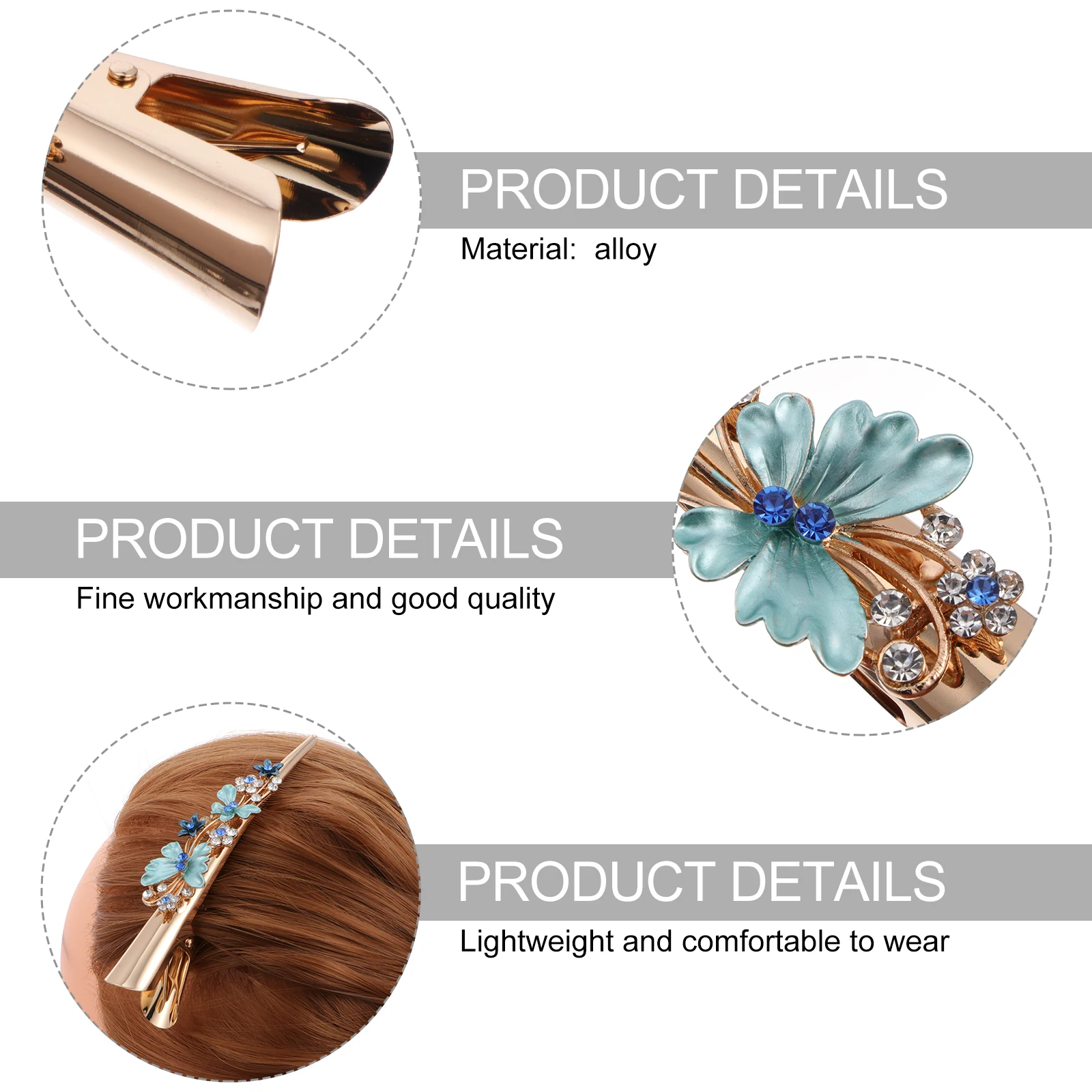 

Metal Flower Clip Barrette Clips for Hair Decorative Vintage Accessory Duckbill Fancy Barrettes Women