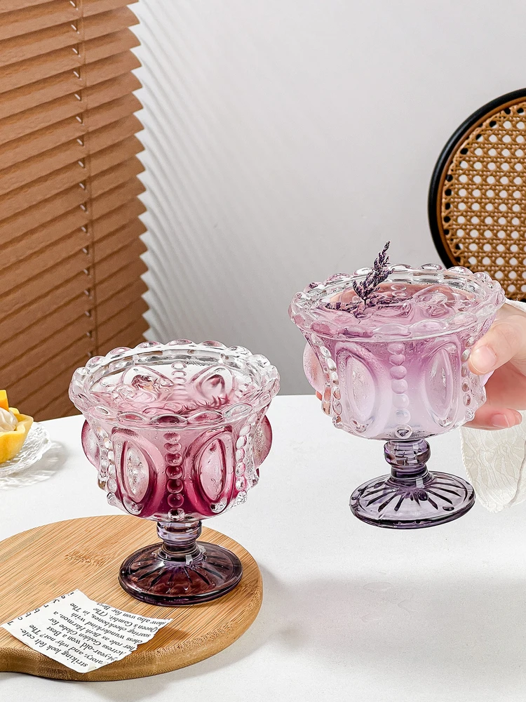 

Креативный фужер для шампанского Emed, фиолетовый стакан-хайбол, стакан для десертов, домашняя посуда для напитков, романтический рельефный стакан для коктейлей