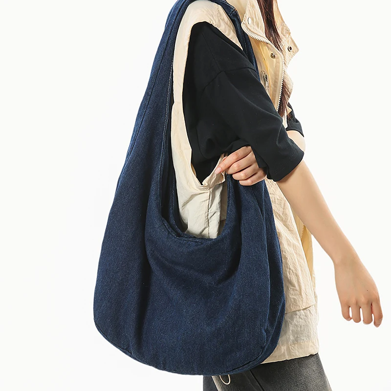 

Big Denim Women's Bag 2025 New Jeans Tote Bag Y2K Shoulder Bag School Eco Bag Korean Shopper Handbags Ladies Pocket Durable Hobo