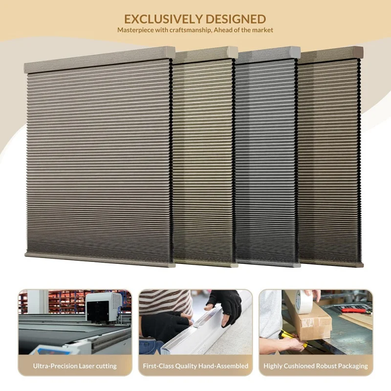 Custom100%Blackout Honeycomb Blinds Manual Spring Cordless Cellular Shades Child Safety Heat Noise Insulation For Bedroom Window