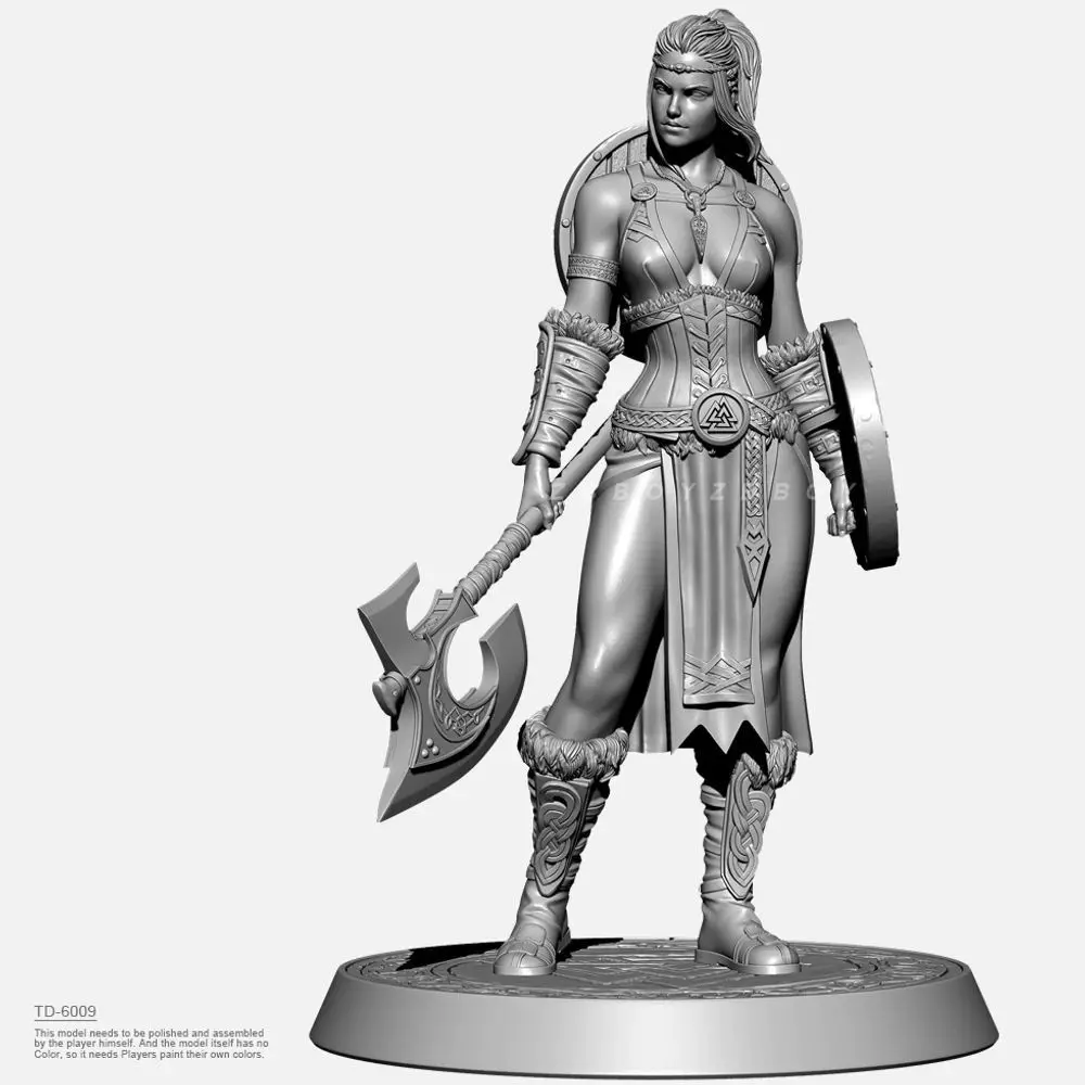 38mm 50mm 75mm Viking Female Warrior Resin White Mold Assembly Model DIY Coloring 3D Printed Figurines Decoration Crafts