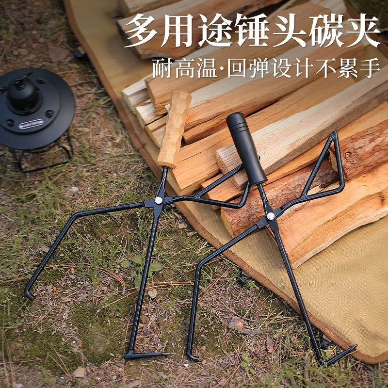 Firearm With Beech Wood Handle, Outdoor Camping And Picnic Hammer, Spring Barbecue, Charcoal Fire, Pliers Clip, A854