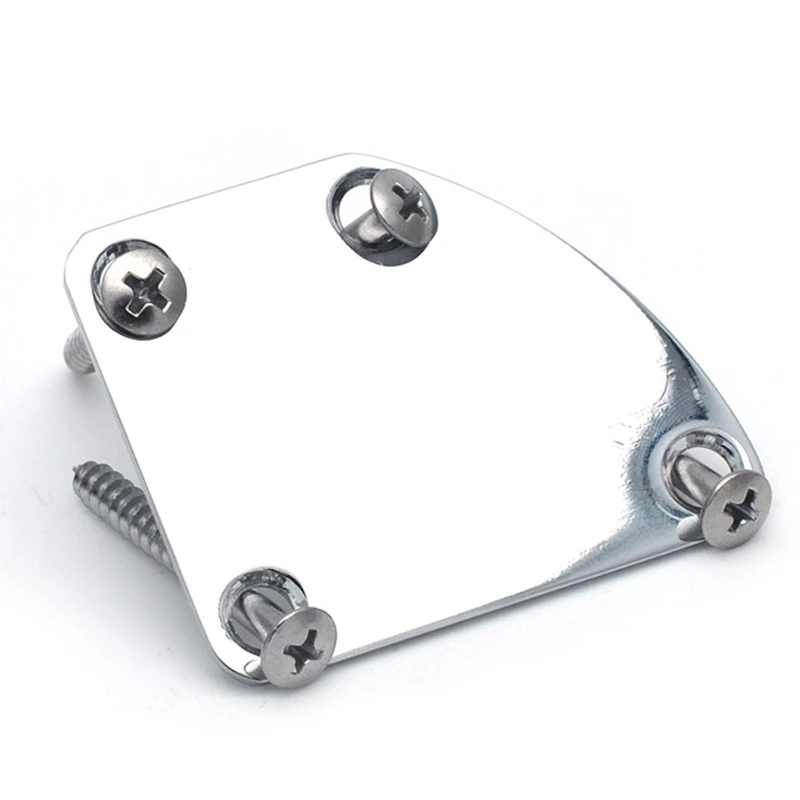 Electric Guitar Neck Plate Curved Cutaway Semi Round Asymmetry Neck Joint Metal Back Mounting Plate 4 Holes With Screws