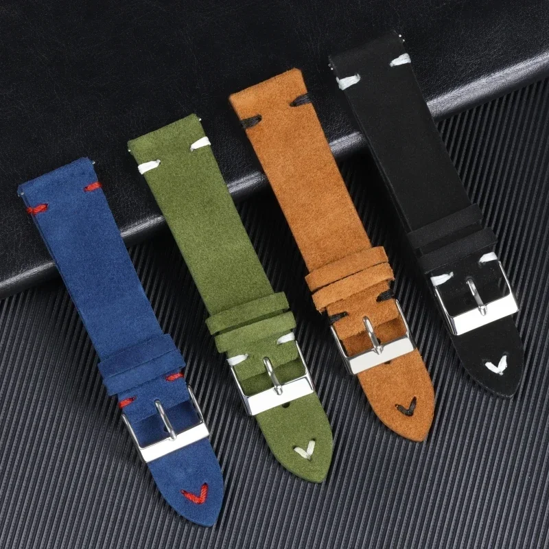 18mm 20mm 22mm High Quality Suede Leather Vintage Watch Straps Quick Release Band Replacement Strap for Omega Watch Accessories