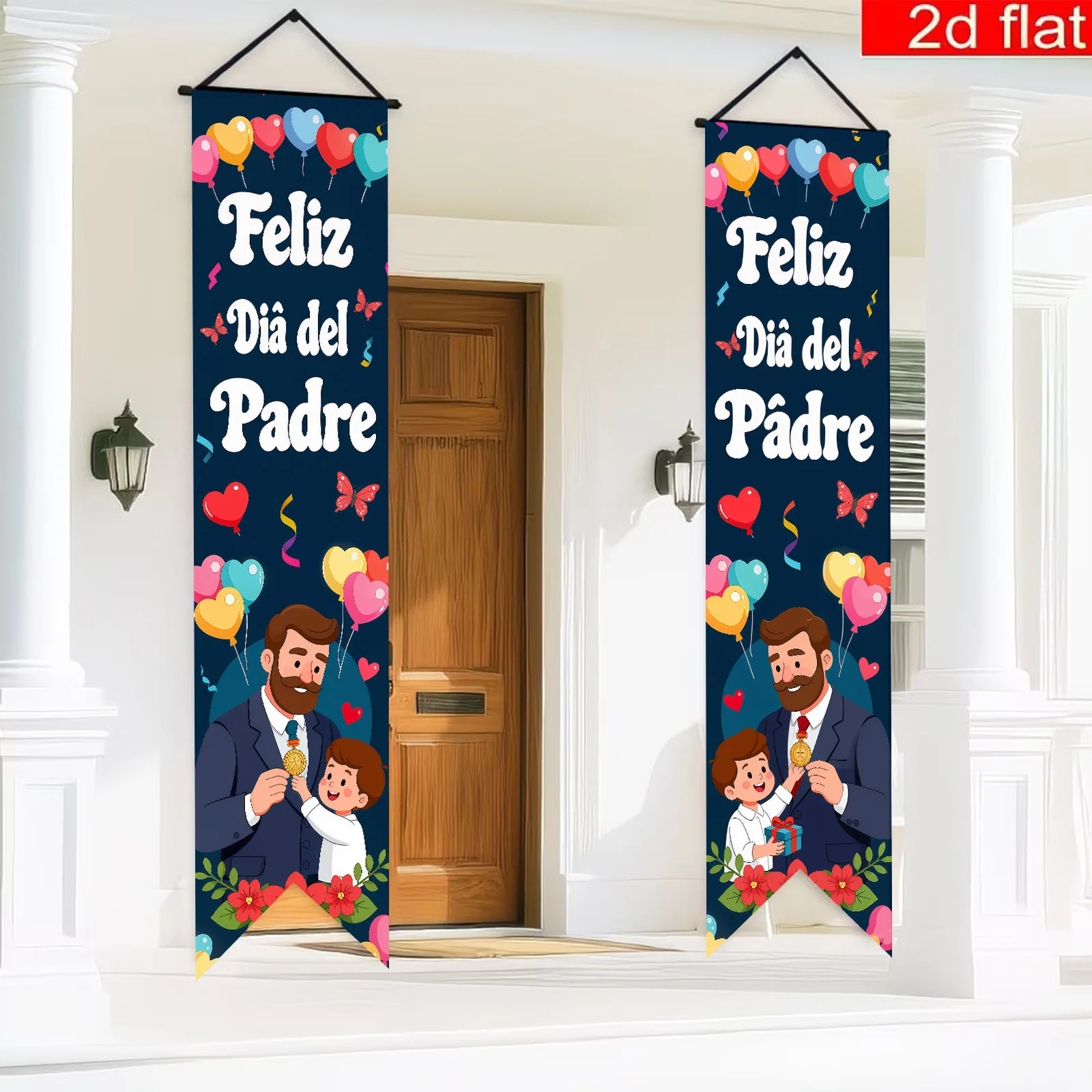 2D Spanish Father's Day Theme Party Decor, Father's Day Party Porch Welcome Banner Ideal for Porch Decoration - Detail 1