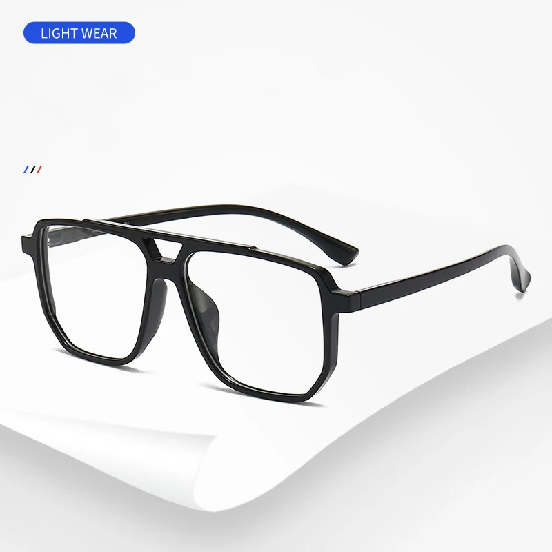 Optyczne oprawki do okularów korekcyjnych moda Retro Pilot okulary z podwójnym mostkiem TR90 ultralekkie okulary duże rozmiary męskie spektakl