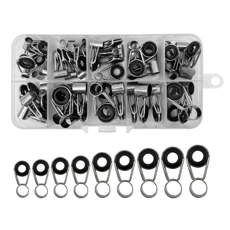 45Pcs Fishing Rod Repair Kits Fishing Rod Line Guide Rings Ceramic Rings Rod Tip Guide Fishing Repair Accessories Drop Shipping