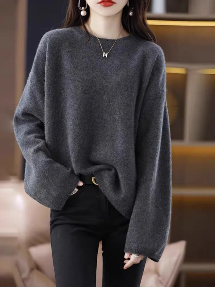 Thiened Camere ours fourrure femmes pull ample automne hiver tricoté Long Sve rond Ne décontracté Sle Base irt