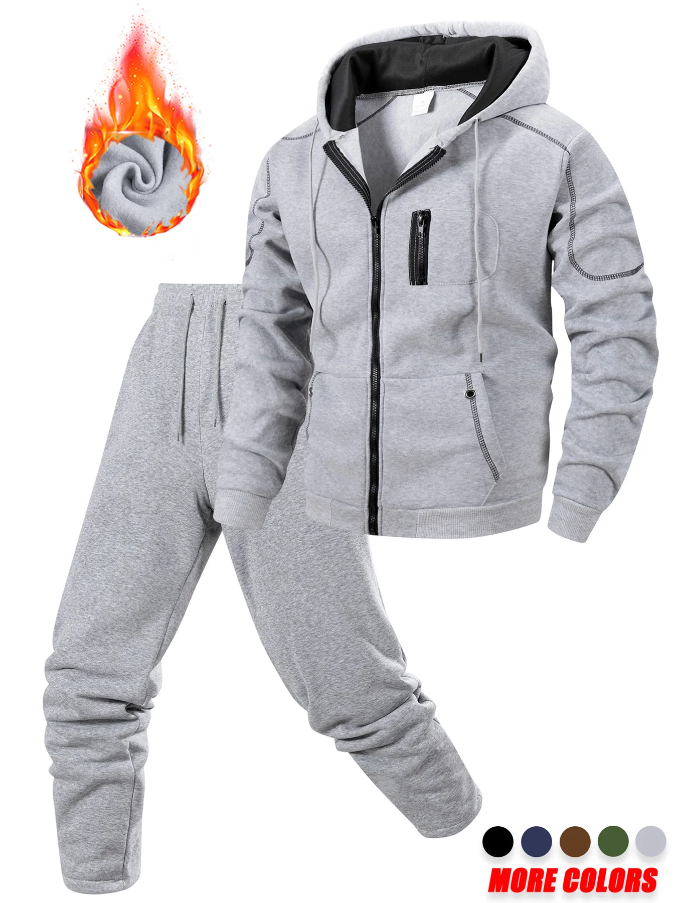 Men's Sportswear Set for Spring and Autumn Sporty Casual Jacket + Sport Pants Jogging Suit Hooded Sweatshirt Pant Tracksuits