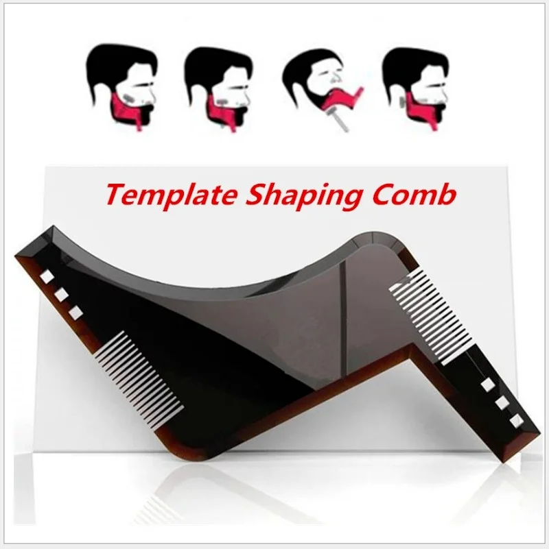 Fashion Beard Styling Template Comb New Barber Tool Mustache Symmetry Trimming Styling Stencil 3 Colors Optional Styling comb