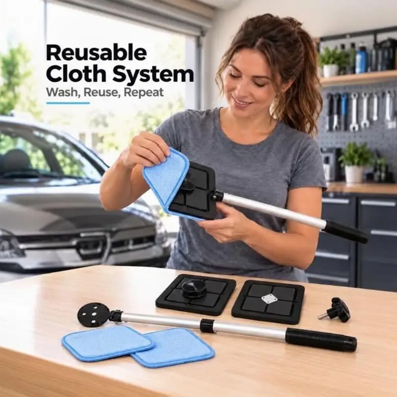 Dual Side Magnetic Car Glass Cleaner Streak Free Reusable Window Cleaning Tool for Auto Windshield Home Glass Use