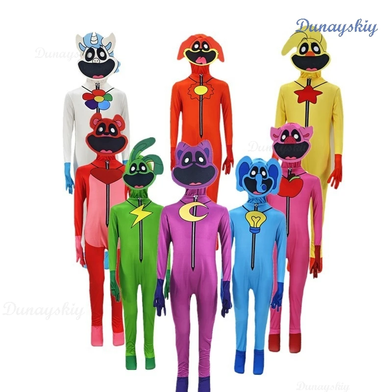 Smiling Poppy Cosplay Cosplay Costume Scritters Jumpsuit Set Kids Children Role Play Halloween Carnival Party Christmas Gifts