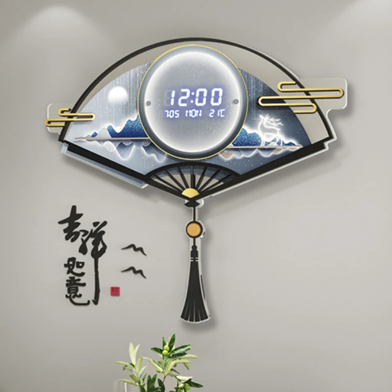 

Fashion Silent Wall Clocks Luxury Led Aesthetic Design Minimalist Wall Watch Restaurant Modern Chinese Style Walls Clock