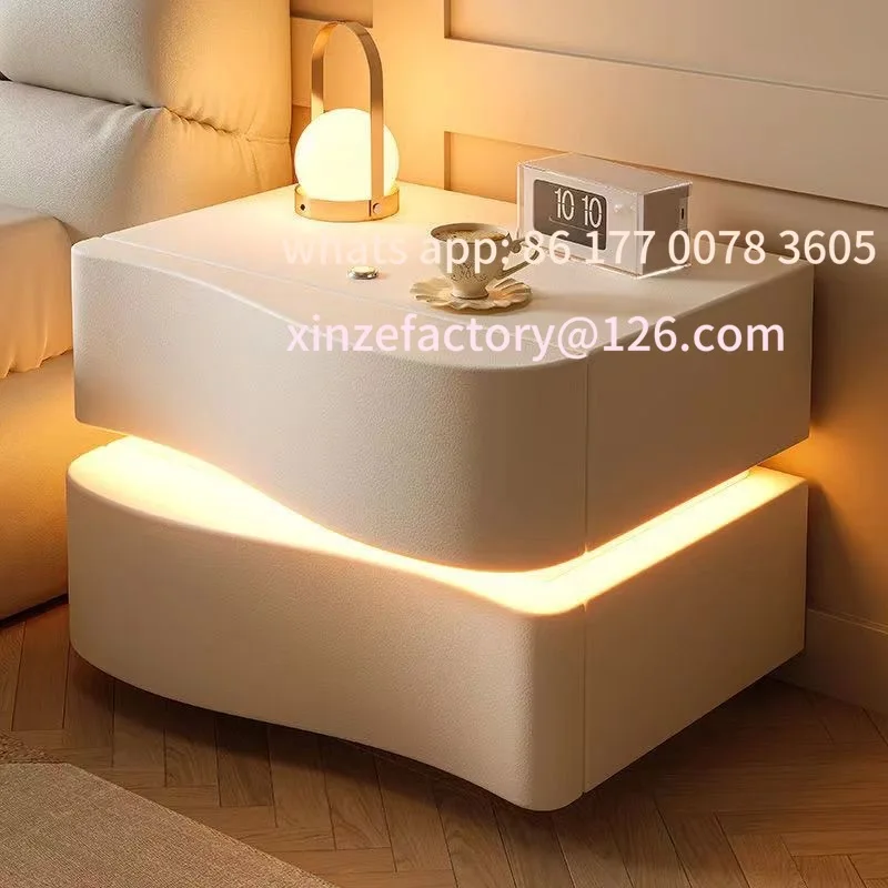 

Customizable Cream Wind Bedside Table Bedroom Modern Simple Premium Solid Wood Storage Bedside Table