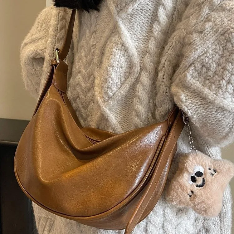 

2025 New Solid Color Hobo Bag for Women, Textured Shoulder Crossbody Purse, Vintage Chic Handbag, Sophisticated & Versatile​