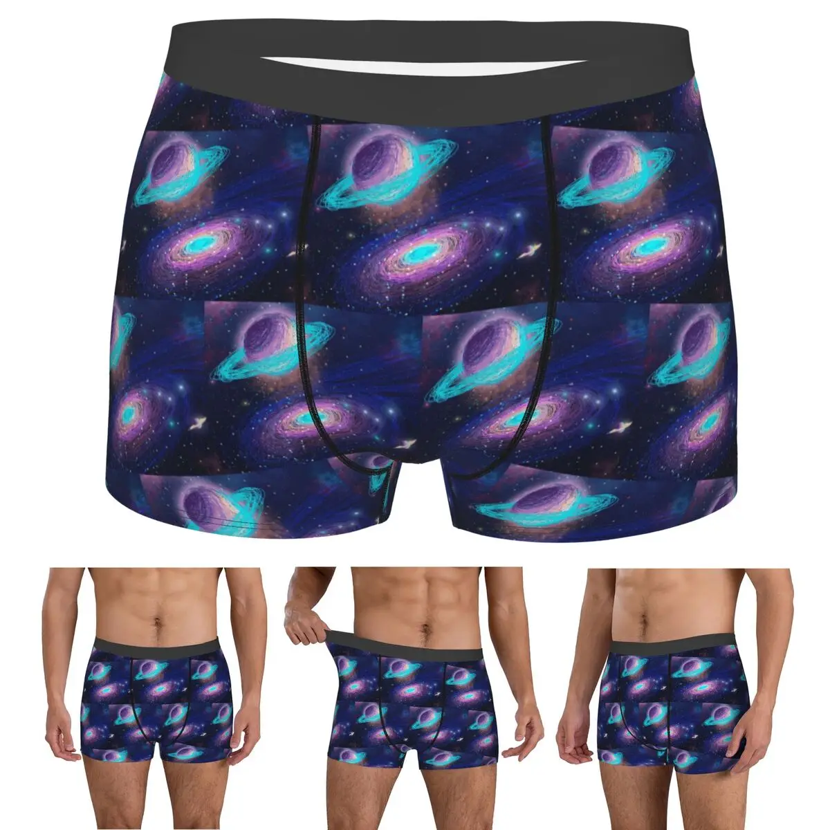 Boxer Underpants Shorts Cloak Galaxy Universe Planets Panties Men's Ventilate Underwear for Homme Man Boyfriend Gifts