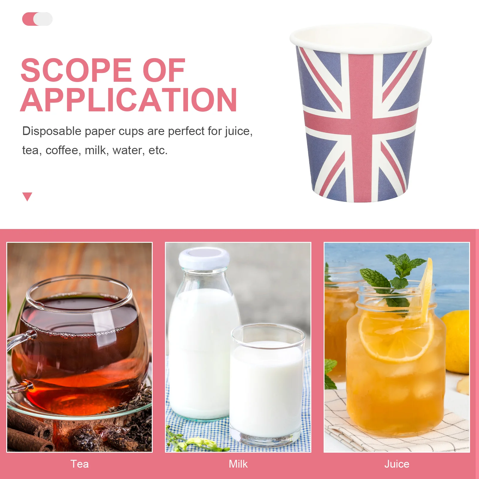 16 Pcs Union Jack British Flag Paper Cup Portable Juice Cups Decorative Water Coffee Patterns