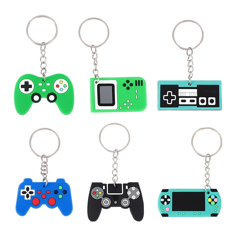 6/12/24Pcs Video Game Machine PVC Keychain Gamepad Theme Backpack Pendant for Kids Birthday Party Favors Father's Day Gift