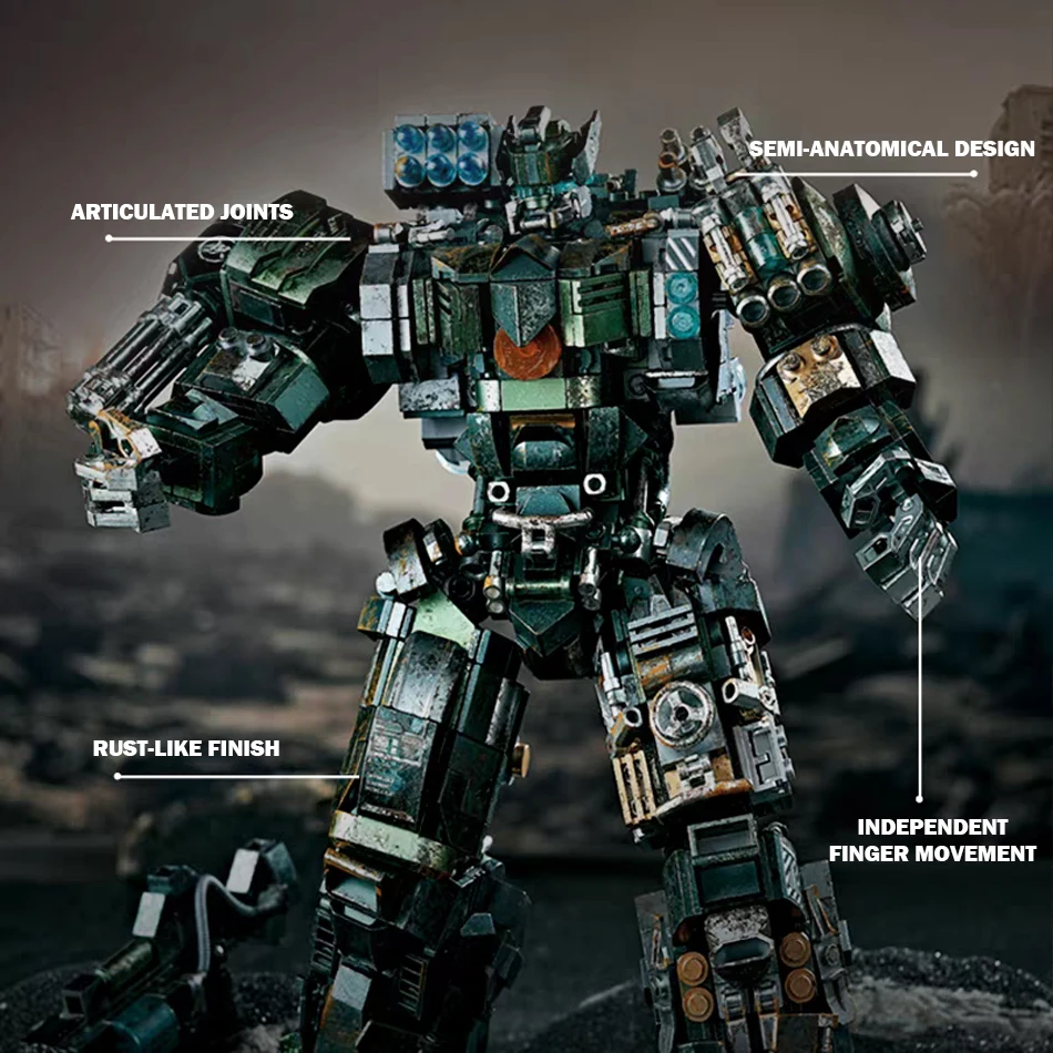 MOC Technical Wasteland Style Warrior Mecha Building Blocks Mechanical Armor Robot Figures Bricks Toy Ornaments Kids Adults Gift