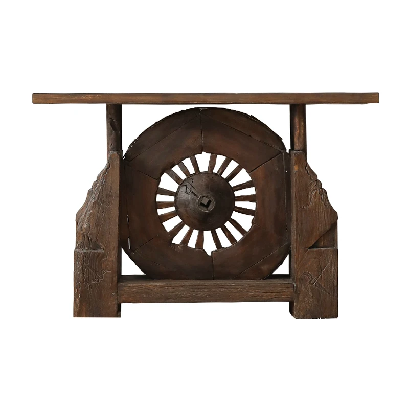 

Wabi Sandy Wind Solid Wood Sculpture Table, Hotel End View Table Feng Shui Table