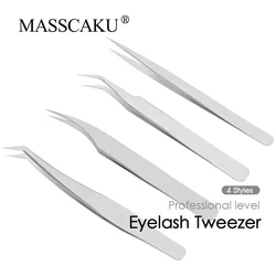 MASSCAKU Tweezers Eyelash Extensions Superhard High Precision Volume Fans Picker Foil Decor Rhinestone lashista Accessories