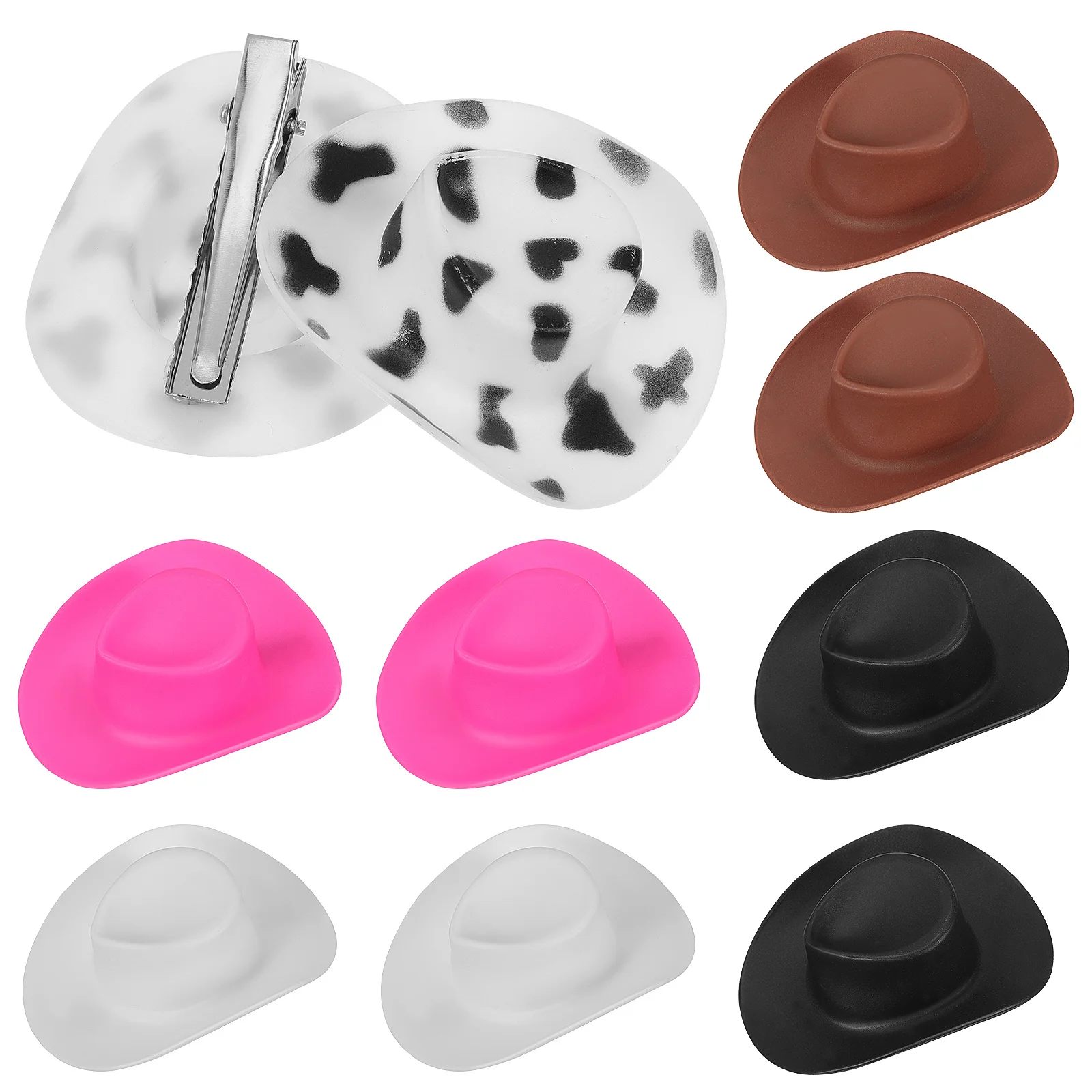 

10 pcs Mini Cowgirl Hat Hair Clips Pink Small Cowboy Hat Halloween Accessories For Hair Styling Alligator Clips Craft Party