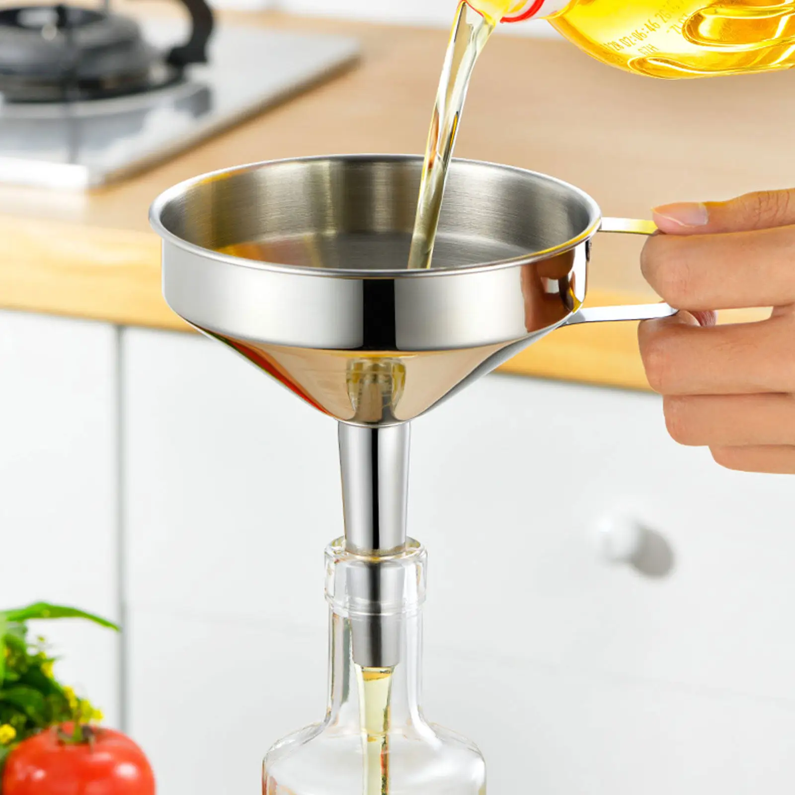 

Kitchen Funnel Steel Ladle Baking Filter Wine Oil Funnel Sauce Funnel Sauce Ladle