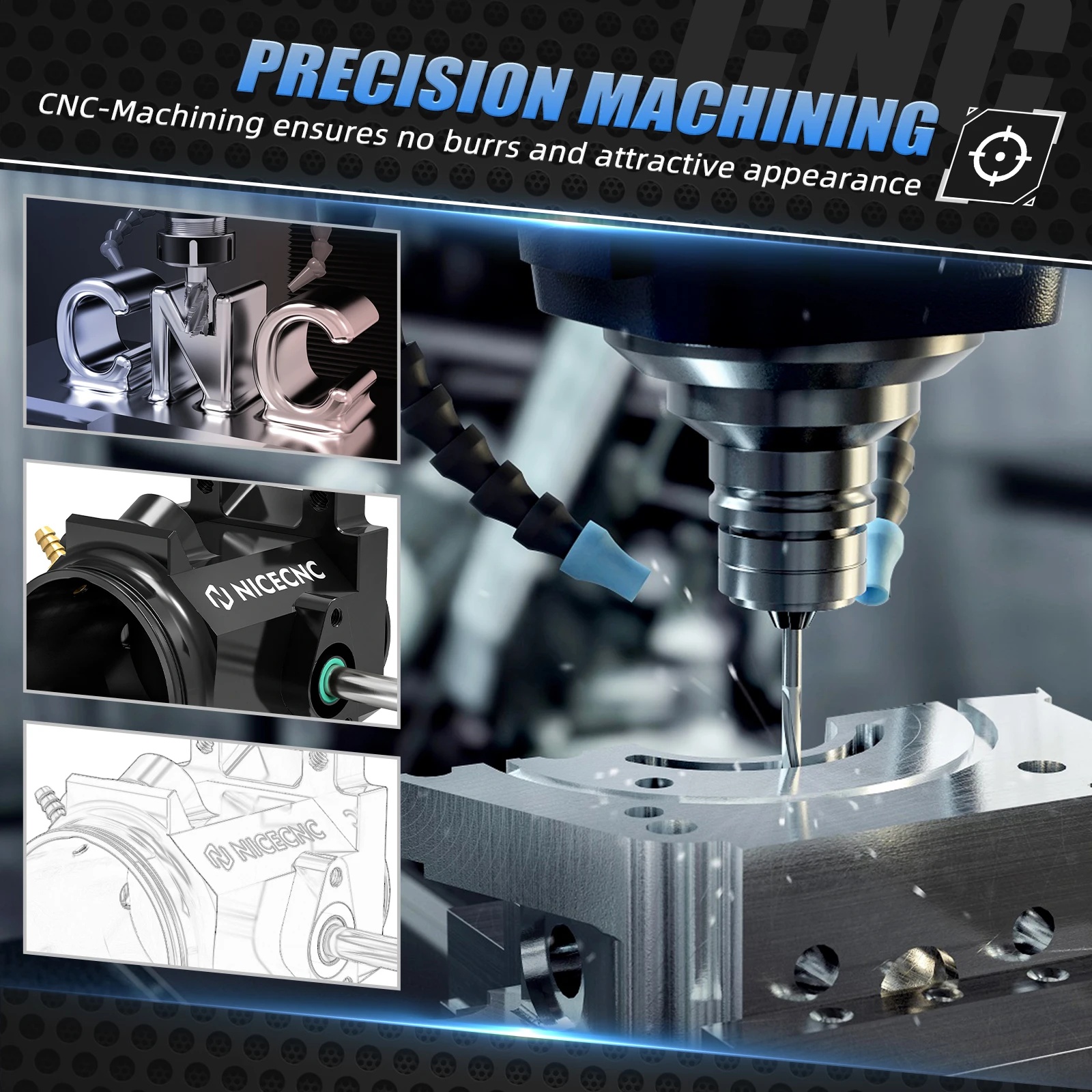 ヤマハ ラプター 700 ATV スロットルボディキット 直径50mm ラプター700R YFM700R YFM700用 軽量6061-T6アルミニウム
