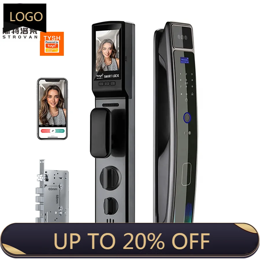 

STLF Remote Video Intercom Ai Tuya Automatic Unlock Smart Wifi Security 3d Face Recognition Door Lock