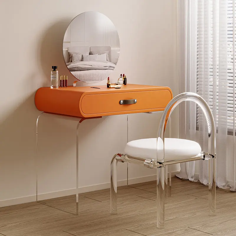 Natural Nordic Vanity Table Bedroom Aesthetic Salon Mirror Vanity Table Desk Organizer Coiffeuse De